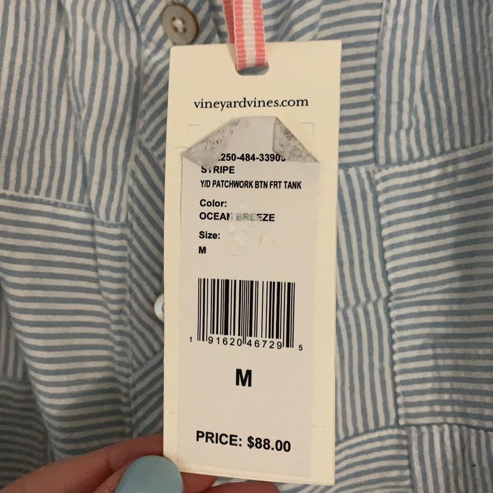 Vineyard Vines yarn dye patchwork button front ta… - image 6